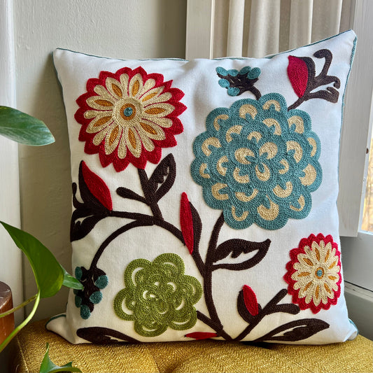 PRE ORDER Folk Garden Embroidered Throw Pillow Cover