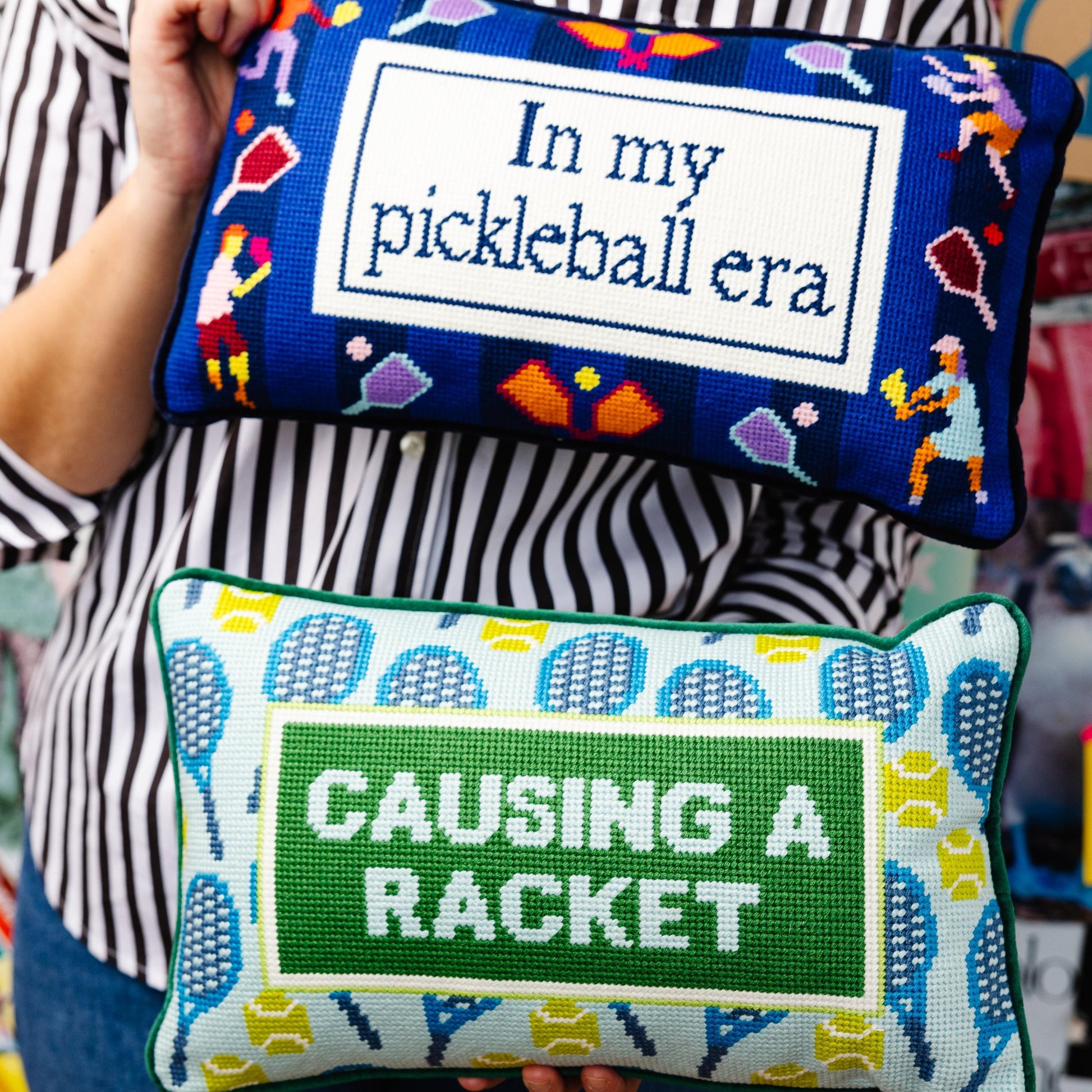 Pickleball Era Needlepoint Pillow