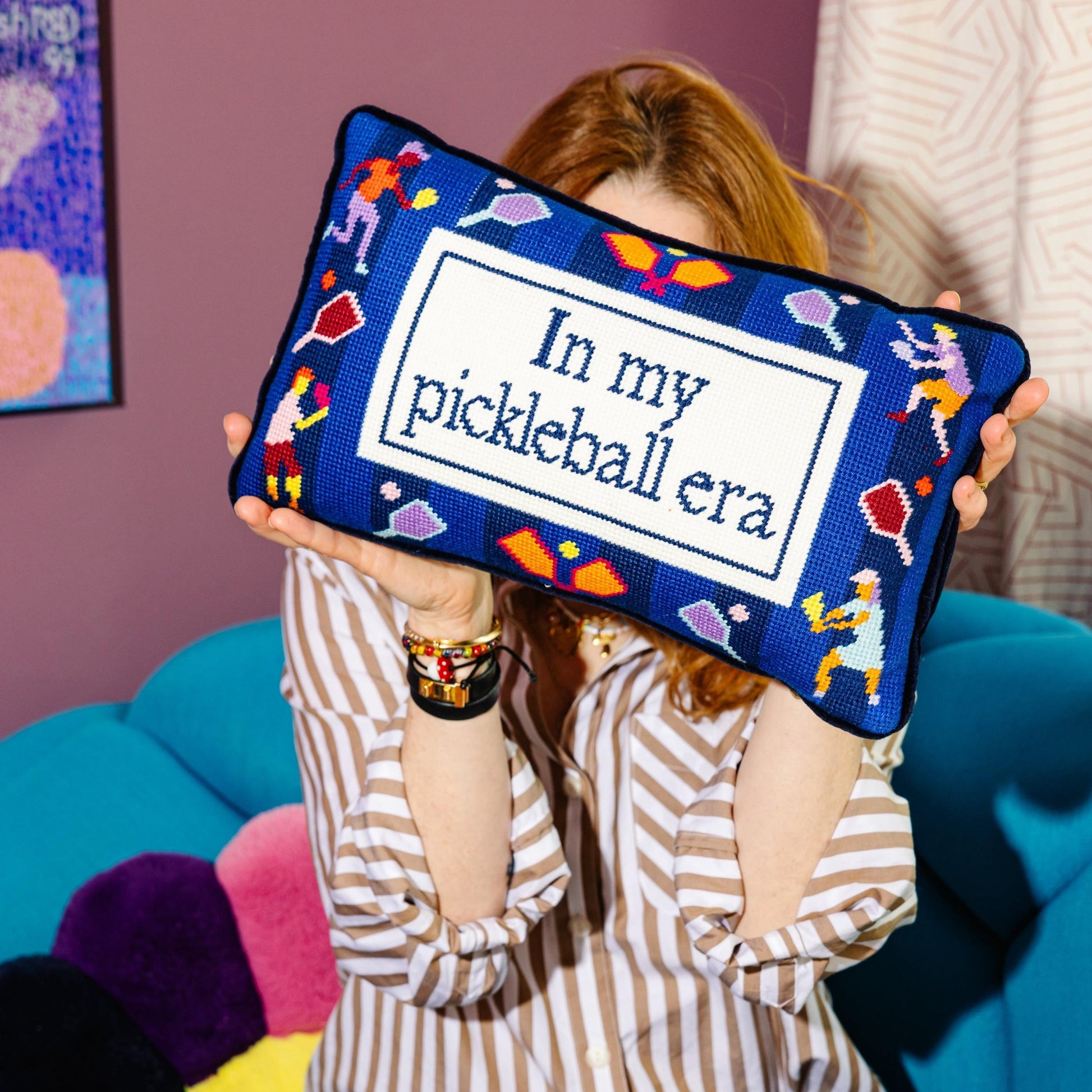 Pickleball Era Needlepoint Pillow