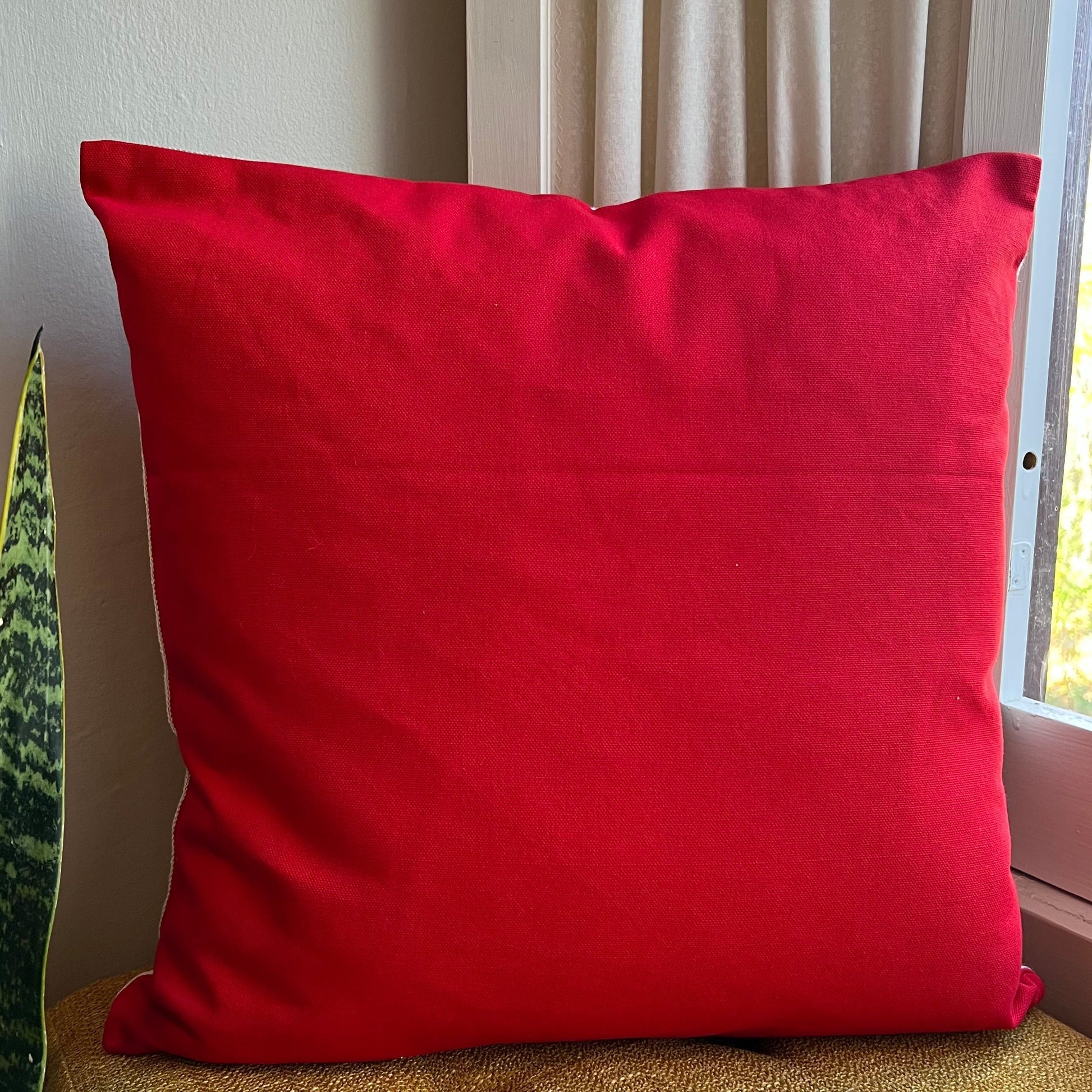 Red Snowflake Embroidered Pillow Cover