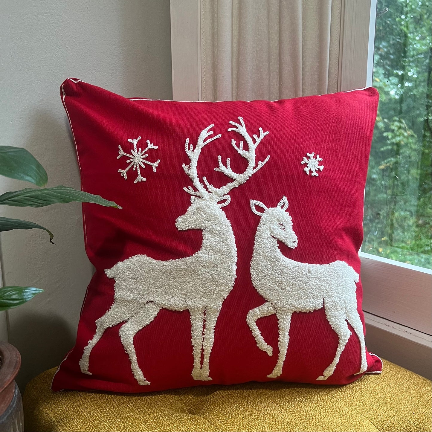 Red and White Winter Deer