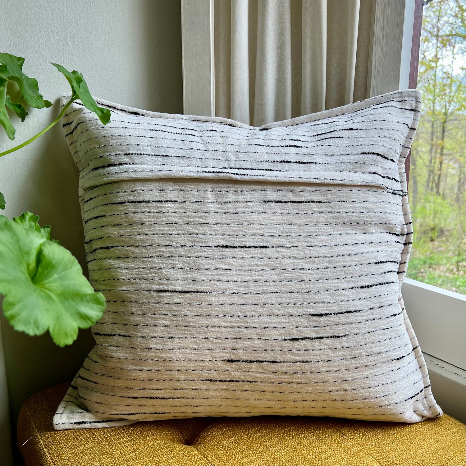 Subtle Striped Chenille Throw Pillow Cover