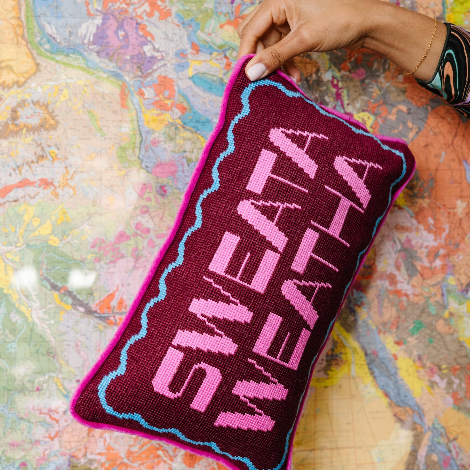 Sweata Weatha Needlepoint Pillow