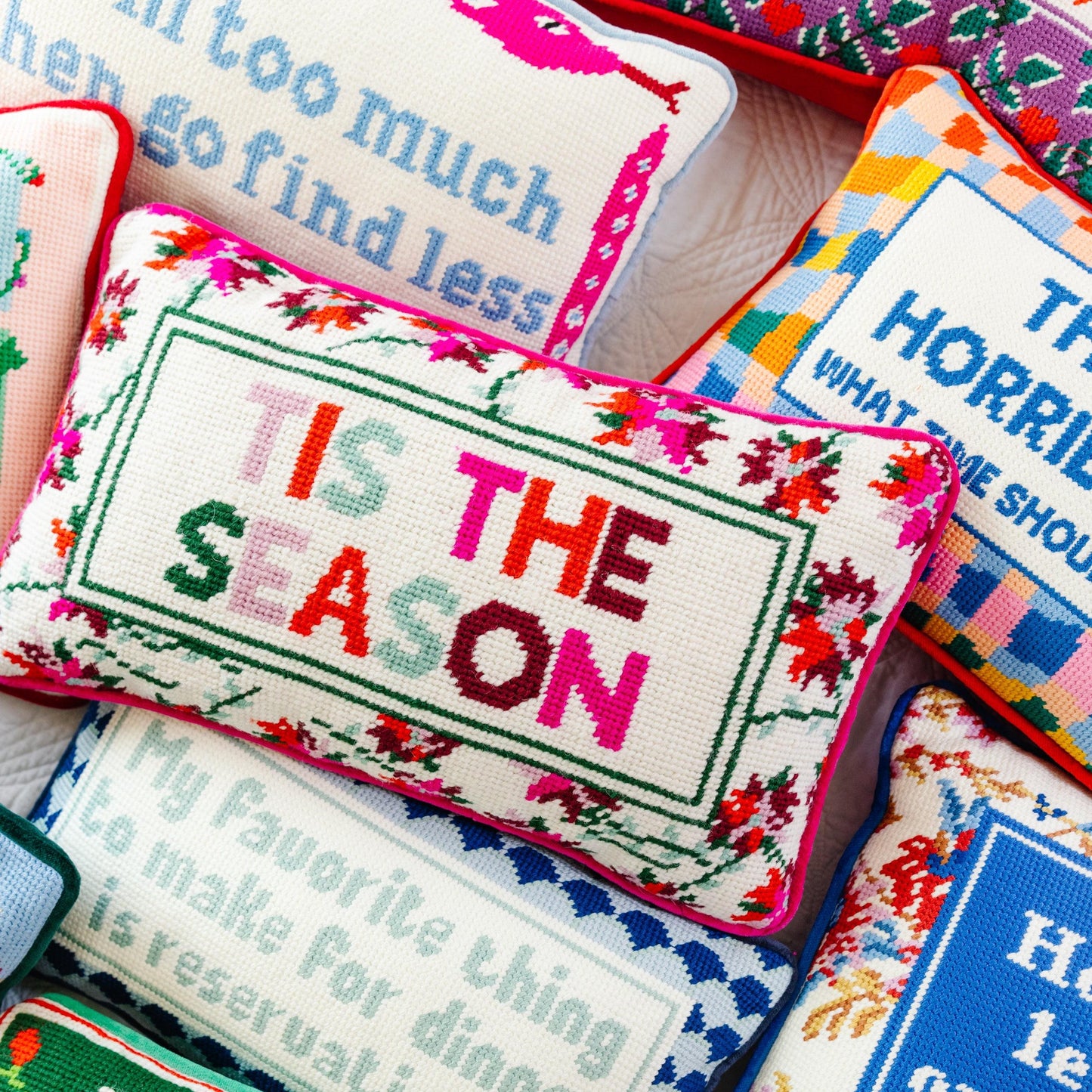 Tis The Season Needlepoint Pillow