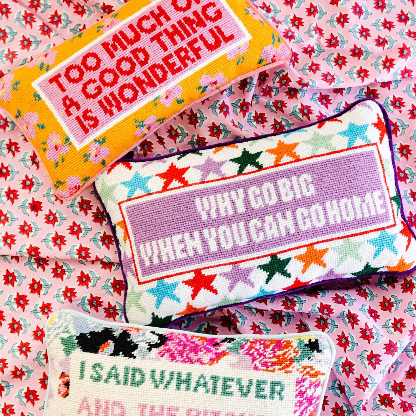 Too Much Needlepoint Pillow