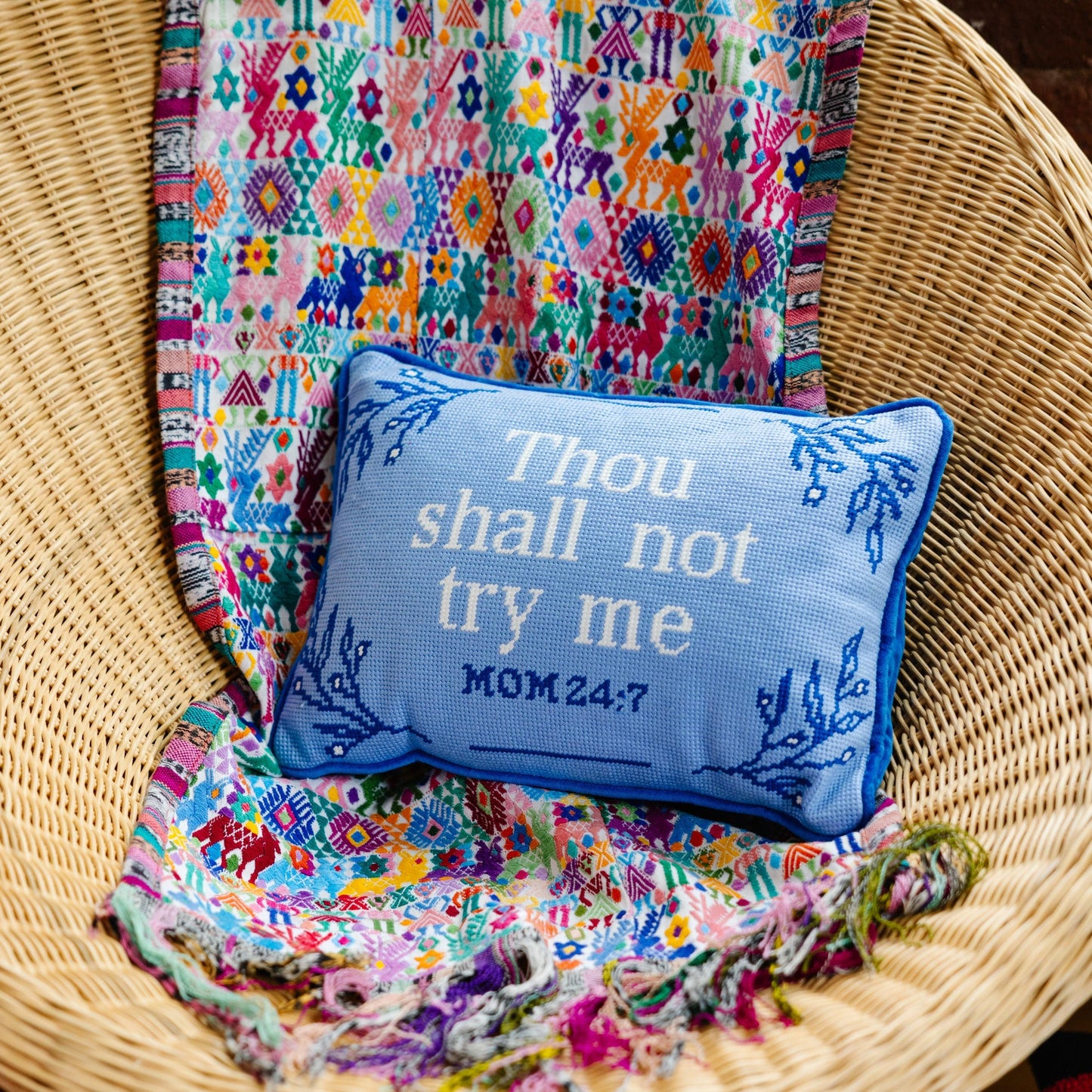 Try Me Needlepoint Pillow