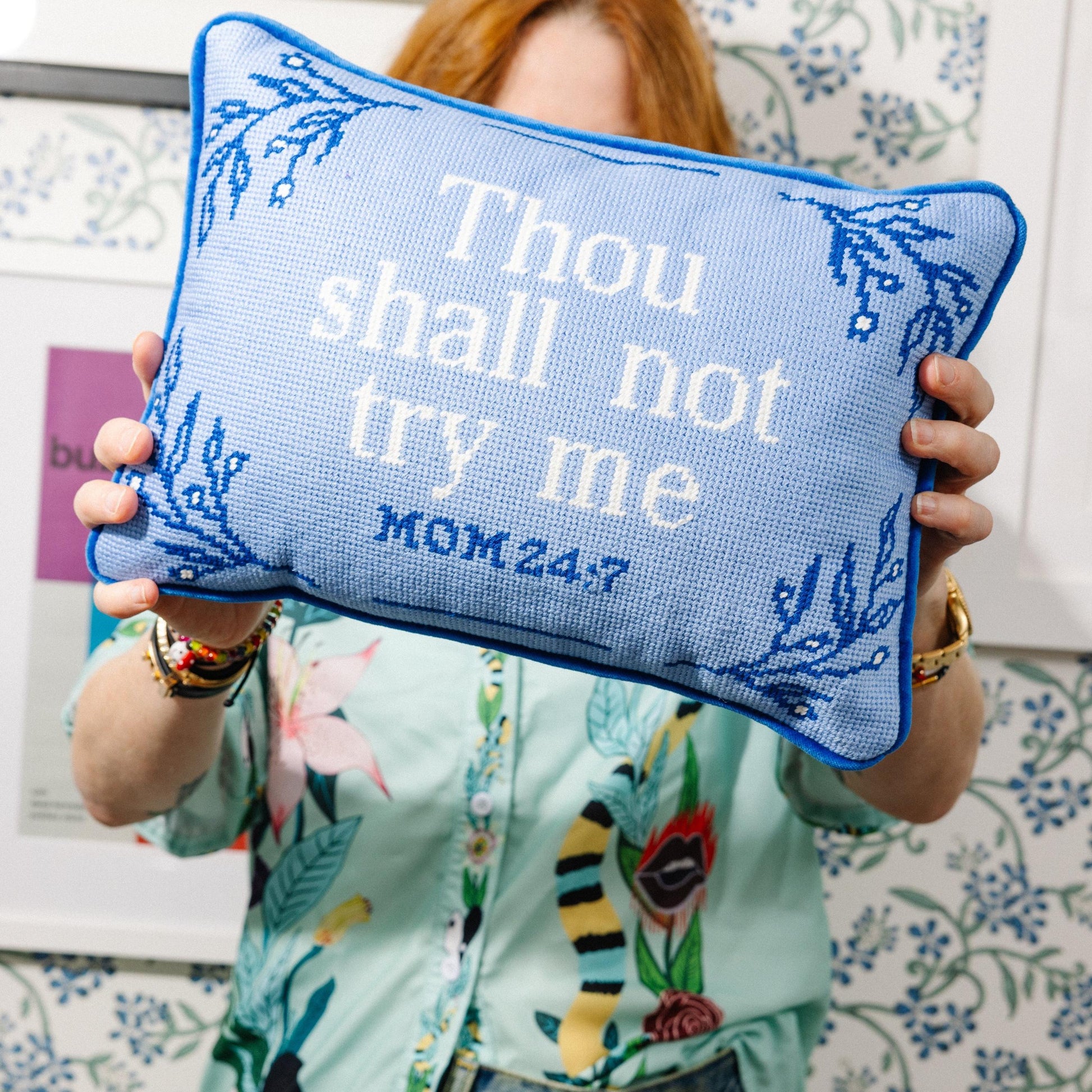 Try Me Needlepoint Pillow