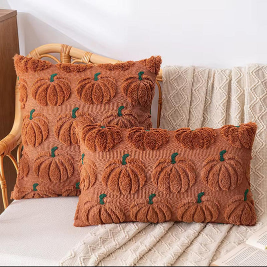 Tufted Pumpkin Lumbar Pillow Cover