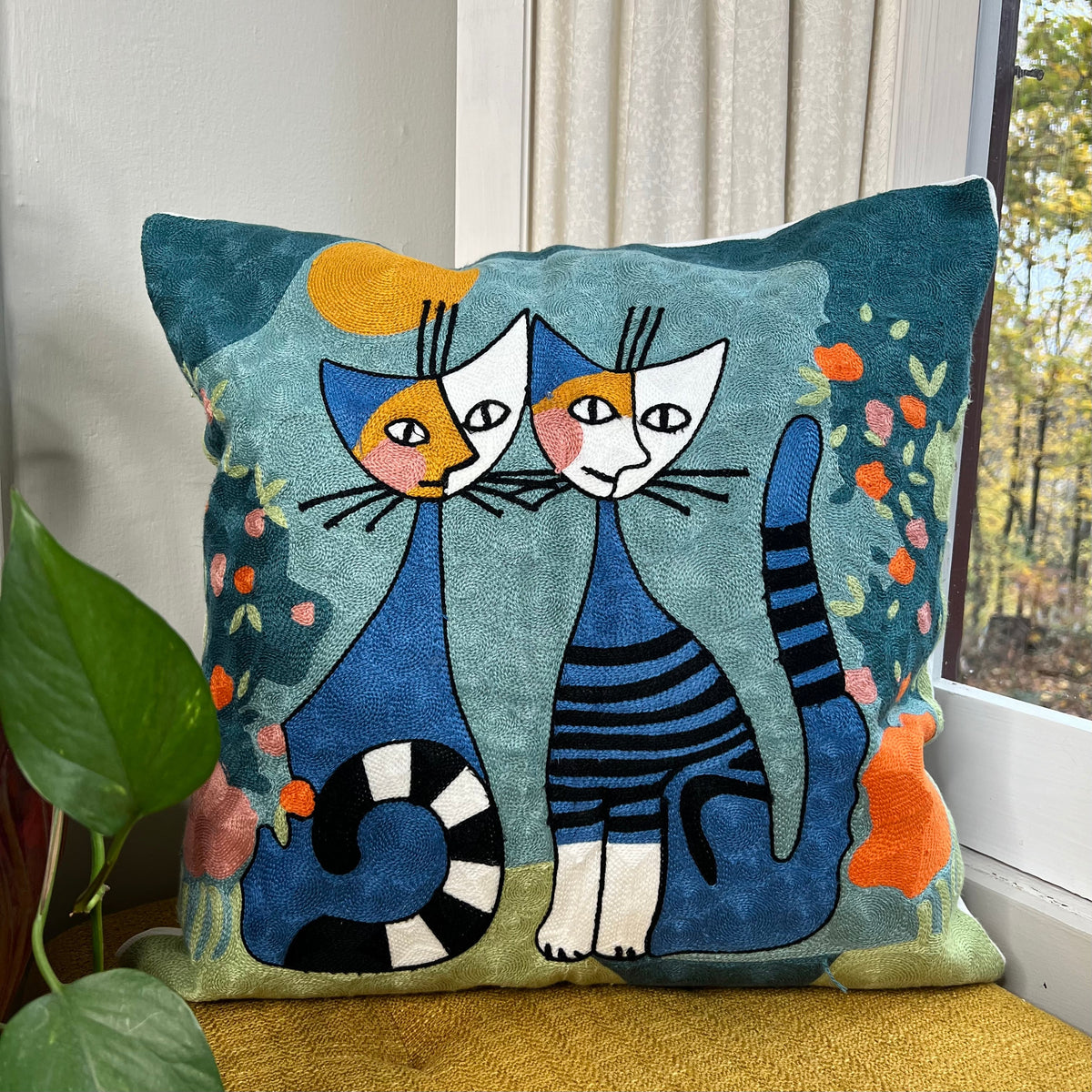 Twin Siamese Cat Pillow Cover