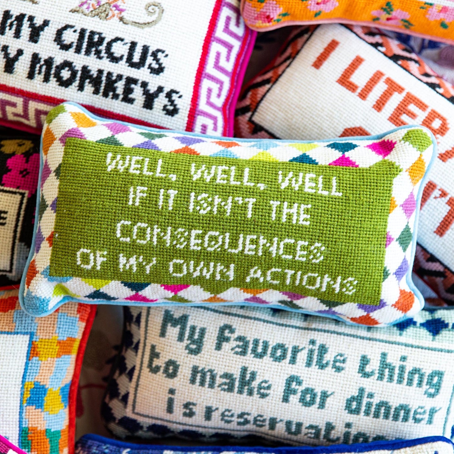 Well Well Well Needlepoint Pillow