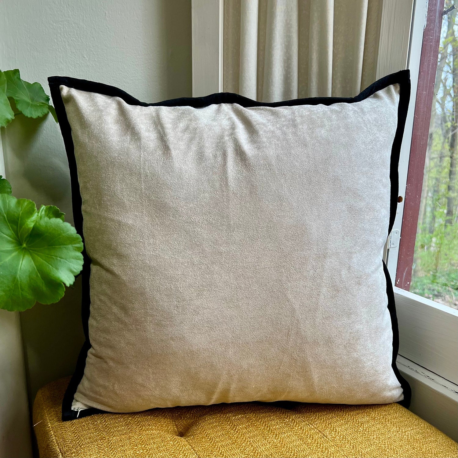 White and Black Floral Embroidered Pillow Cover