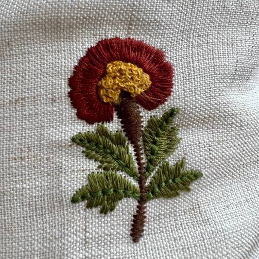 Wild Poppy Embroidered Pillow Cover