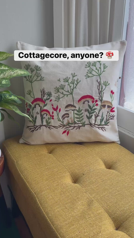 Embroidered Cottage Pillow Cover
