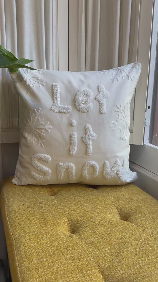 Let it Snow Embroidered Pillow Cover