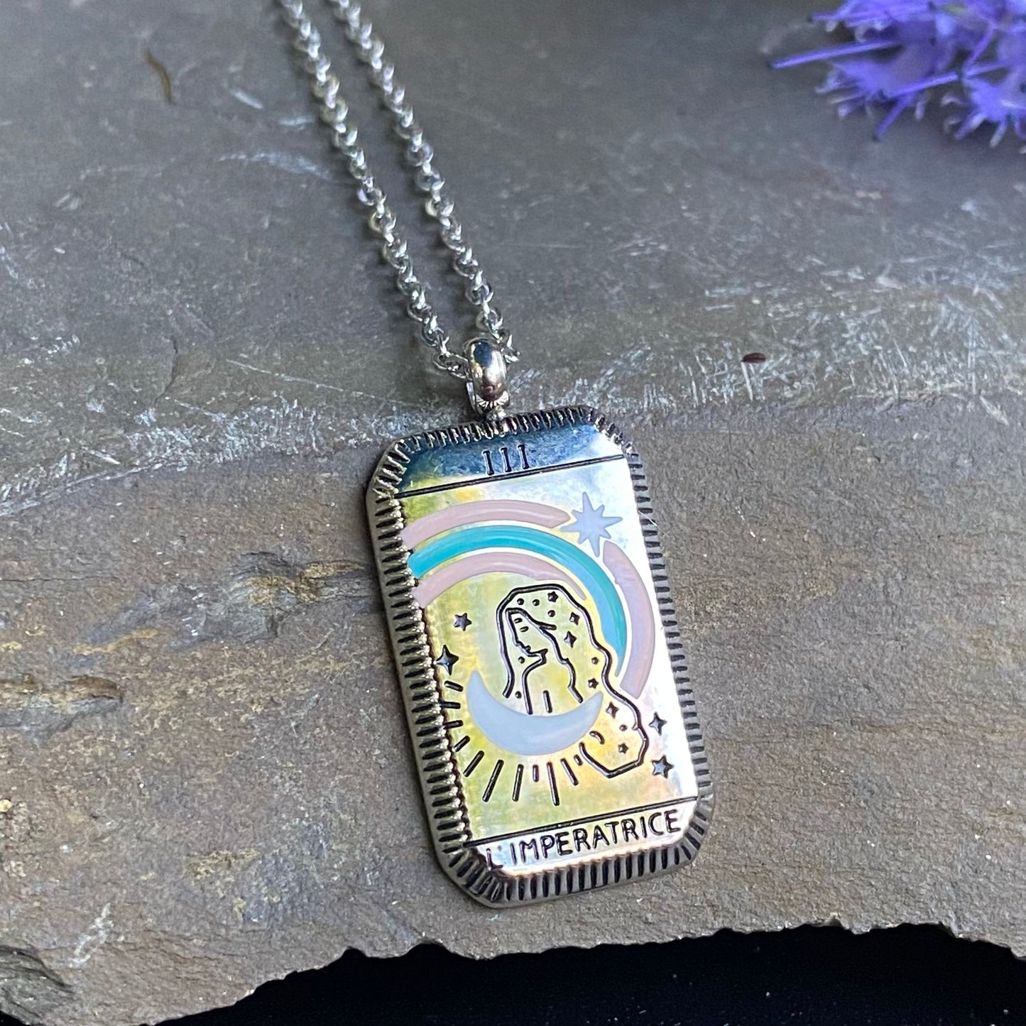 Empress Tarot Card Silver Necklace