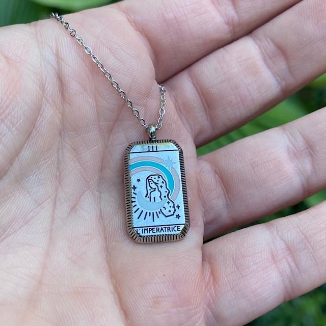 Empress Tarot Card Silver Necklace