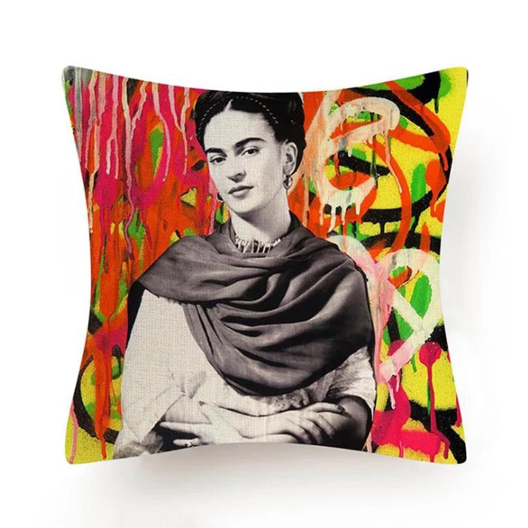 Graffiti Frida Indoor/Outdoor Throw Pillow Cover