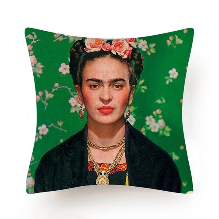 Green Floral Frida Indoor/Outdoor Pillow Cover