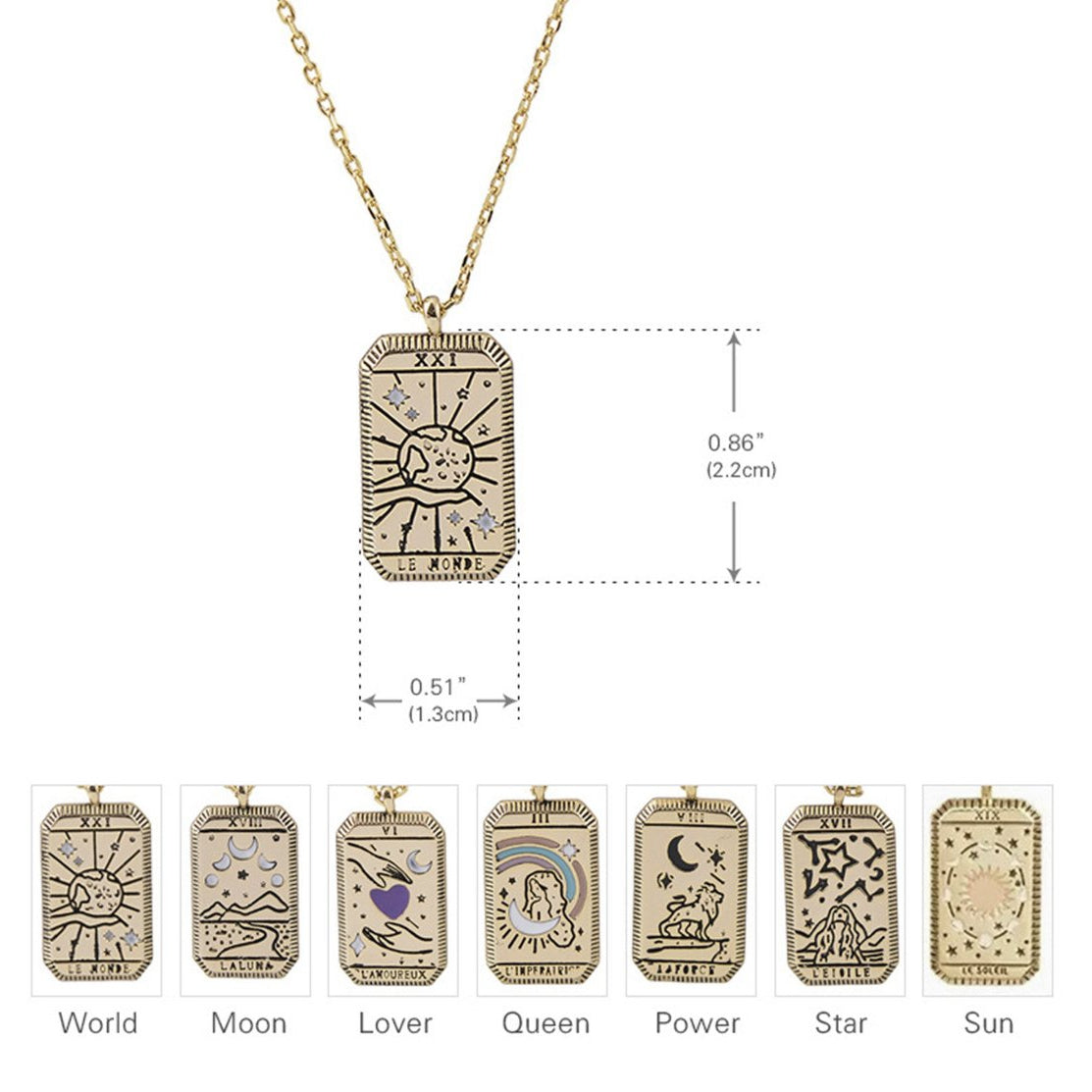 Major Arcana Gold Tarot Card Necklaces