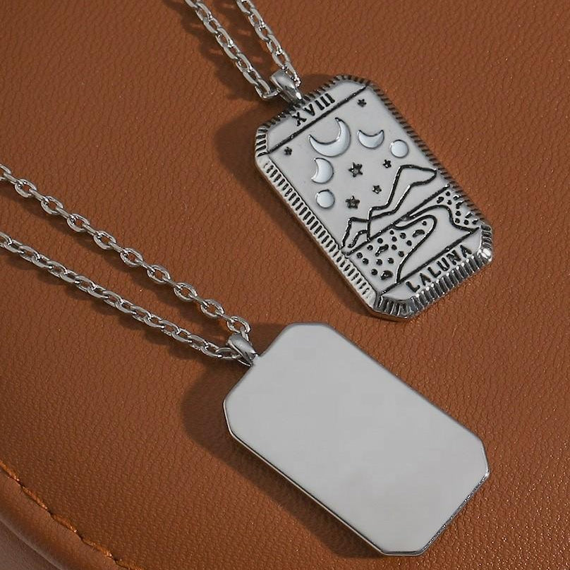 Major Arcana Silver Tarot Card Pendant Necklaces