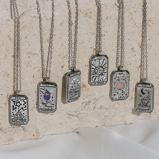 Major Arcana Silver Tarot Card Pendant Necklaces