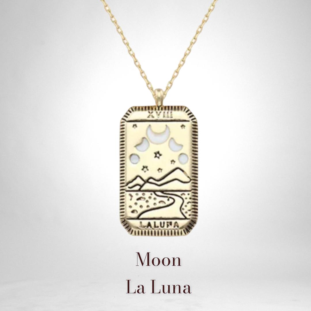 Moon Tarot Card Gold Necklace
