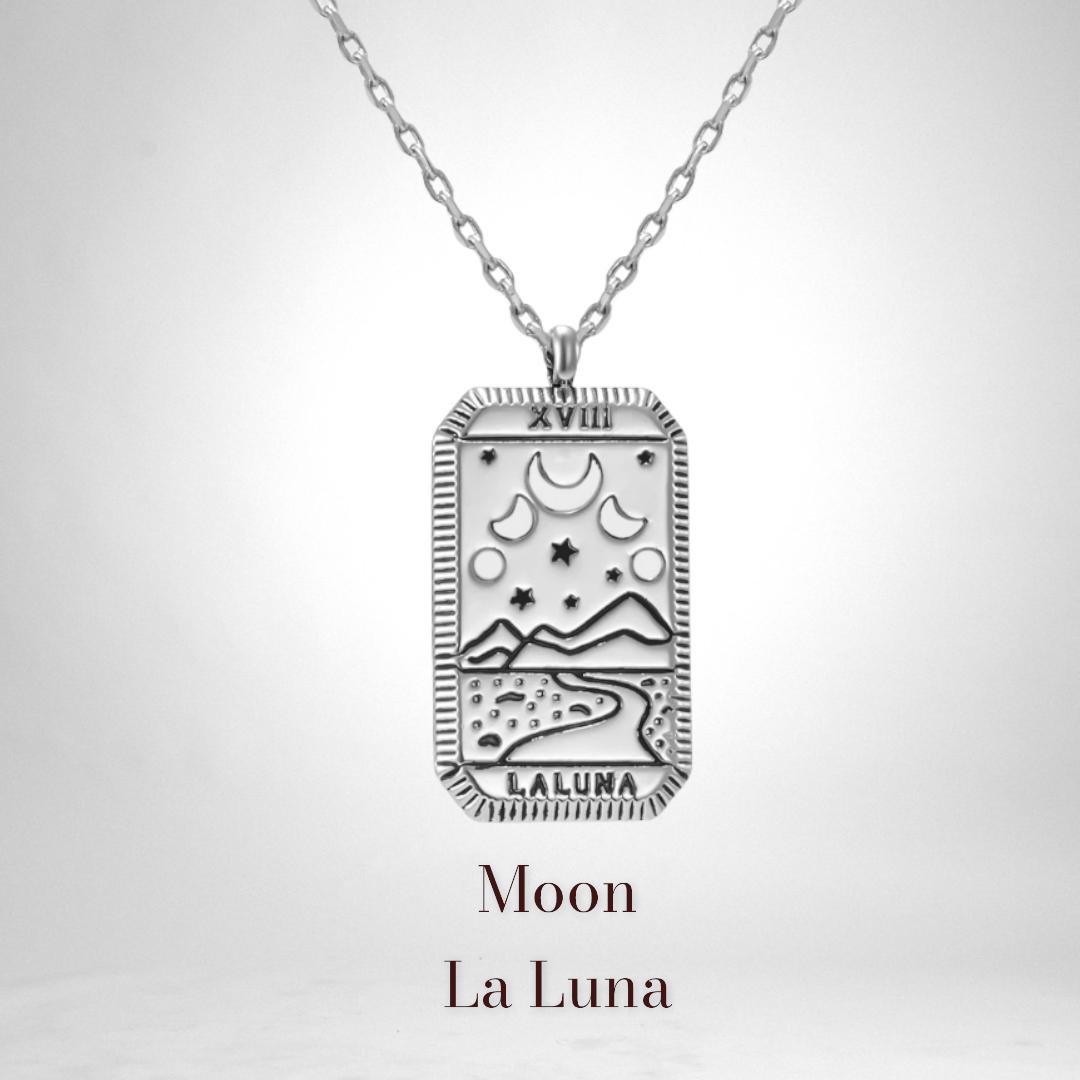 Moon Tarot Card Silver Necklace