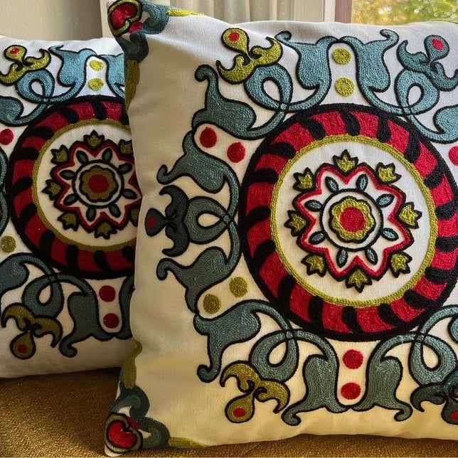 Moroccan Holiday | Embroidered Throw Pillow Cover