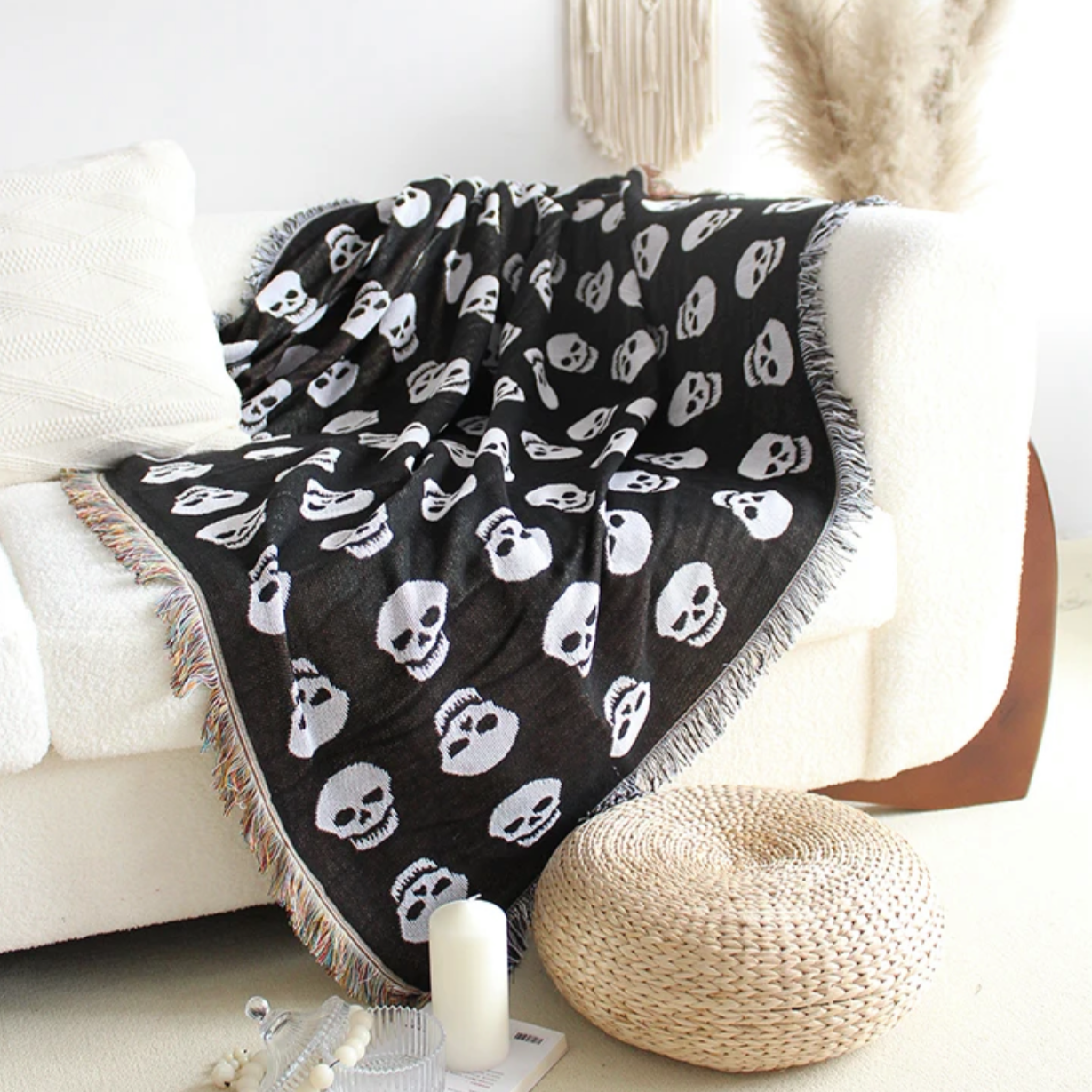 Skull Row Woven Tapestry/Throw