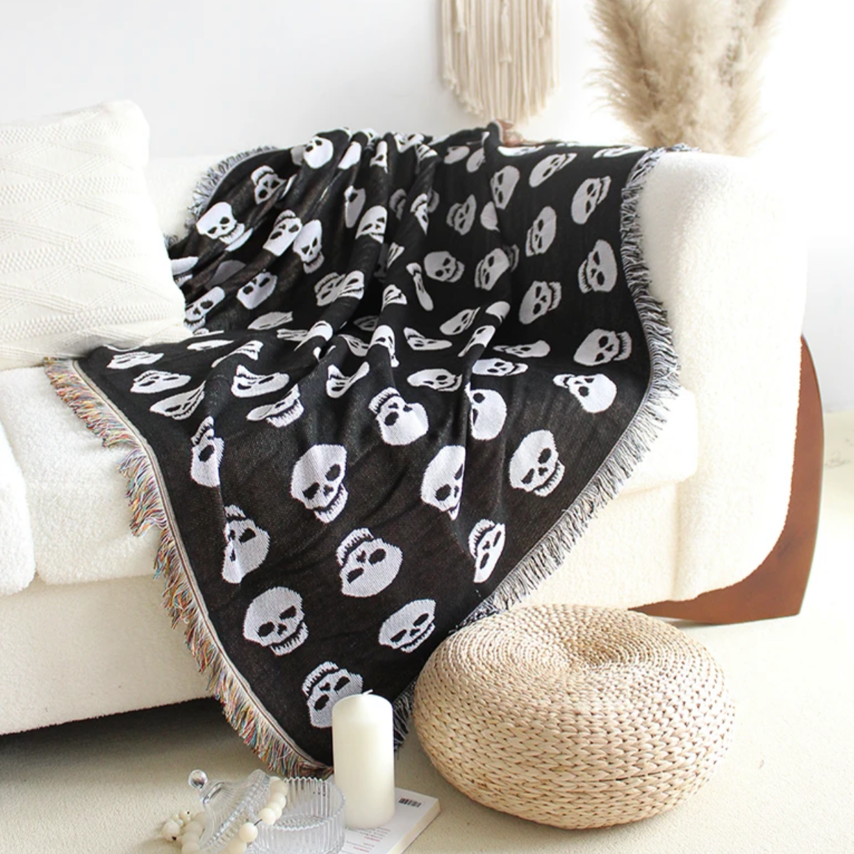 Skull Row Woven Tapestry/Throw