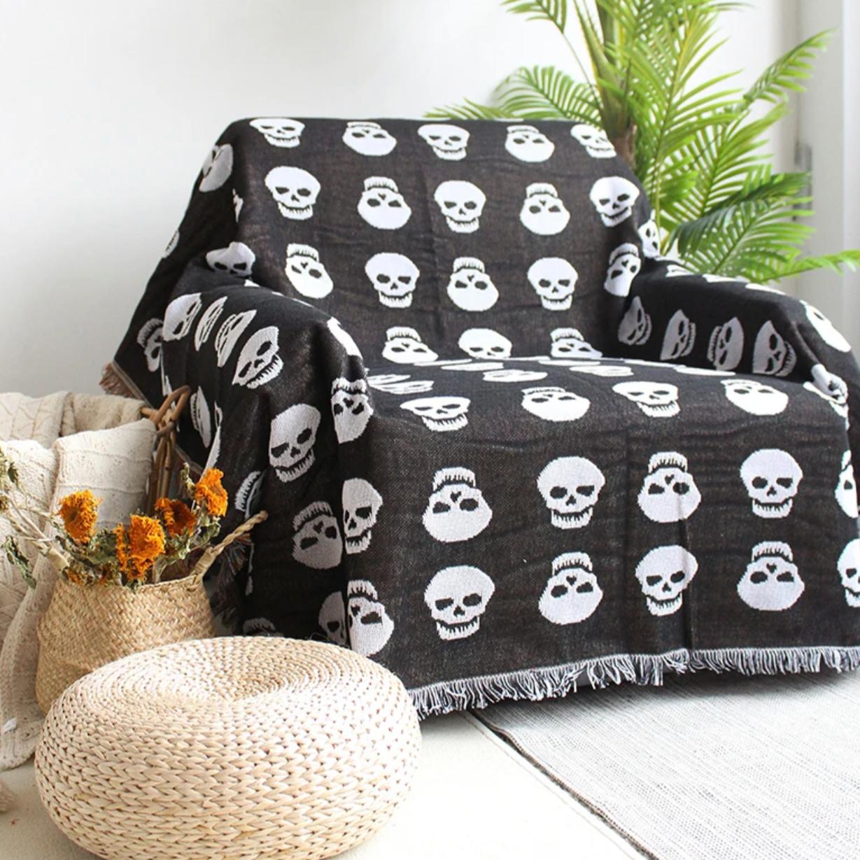 Skull Row Woven Tapestry/Throw