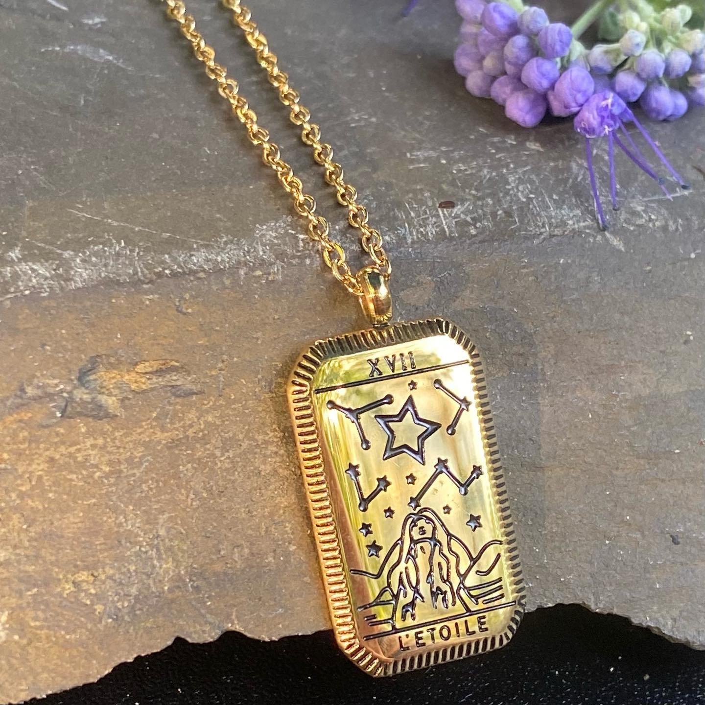 Star Tarot Card Gold Necklace