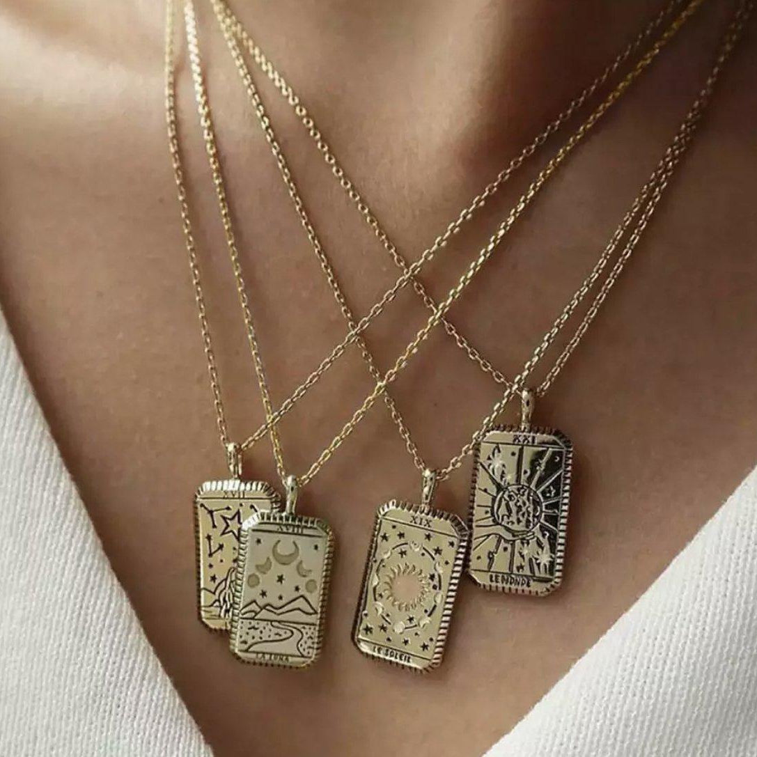 Star Tarot Card Gold Necklace