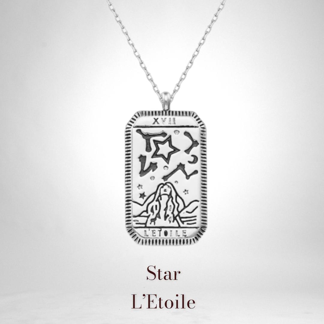 Star Tarot Card Silver Necklace