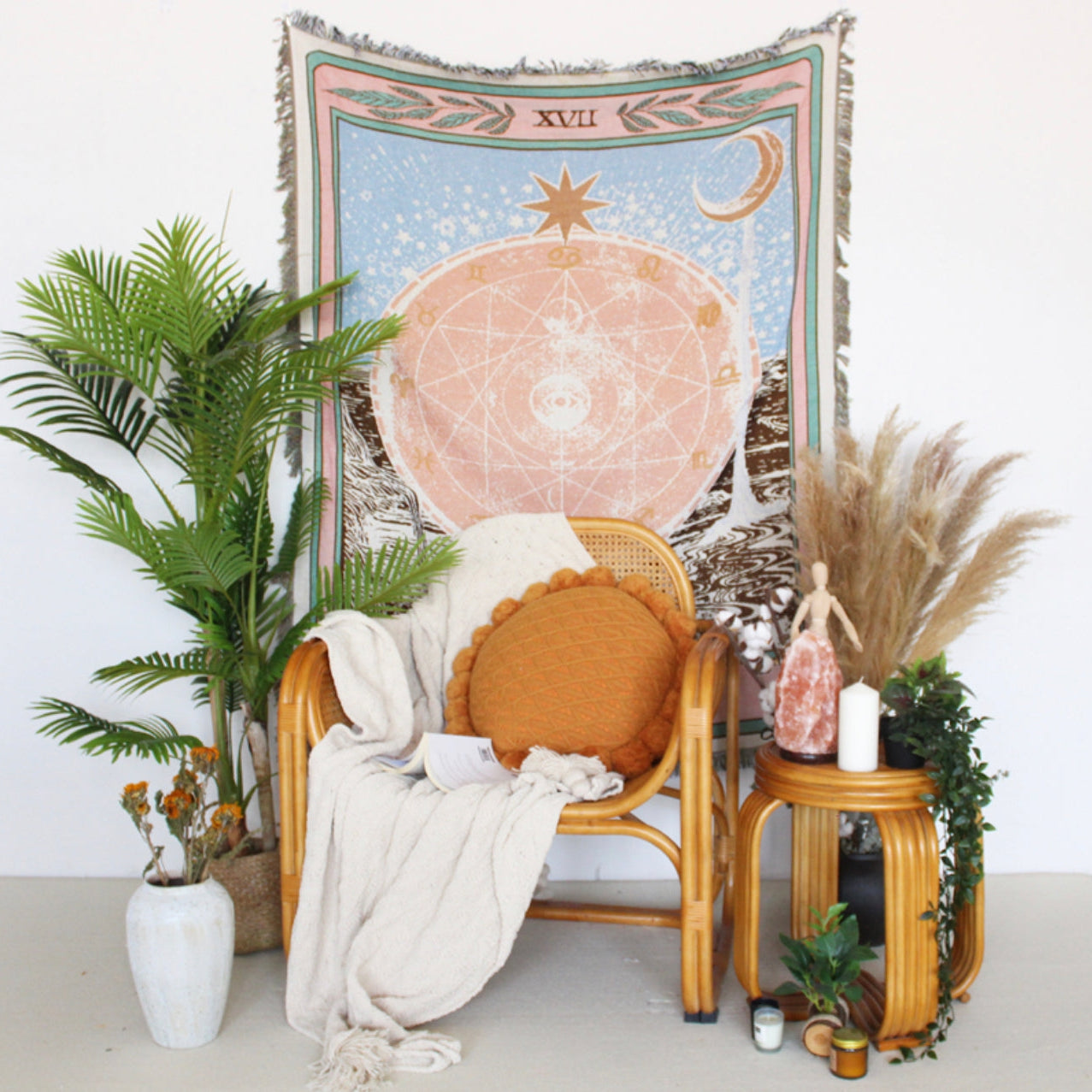 Star Tarot Card Woven Throw Blanket