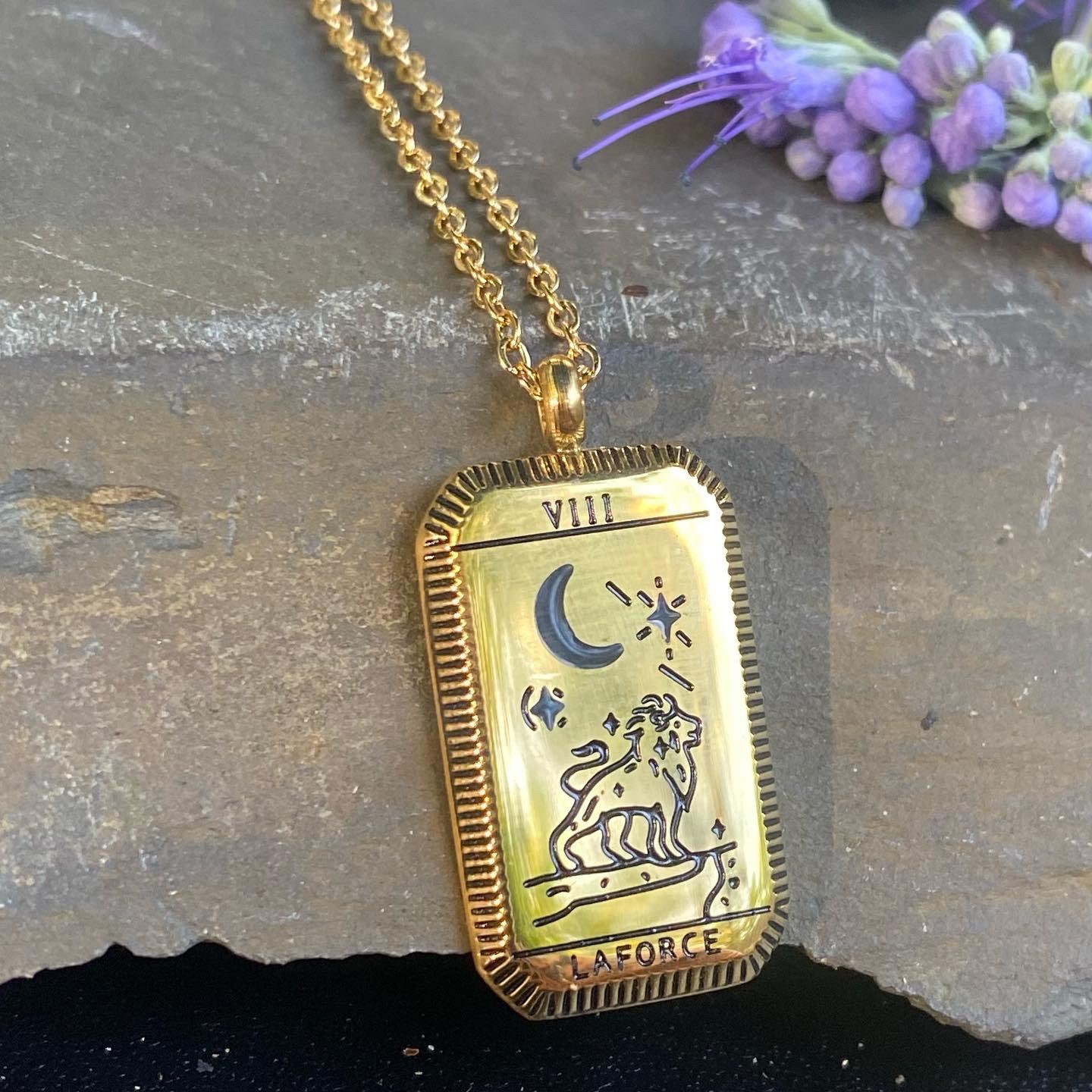 Strength Tarot Card Gold Necklace