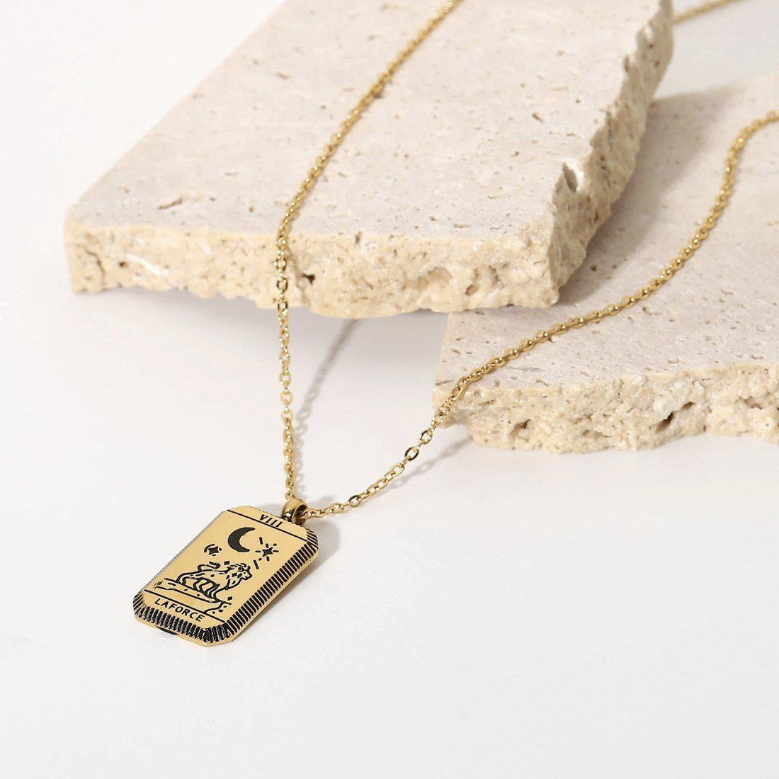 Strength Tarot Card Gold Necklace