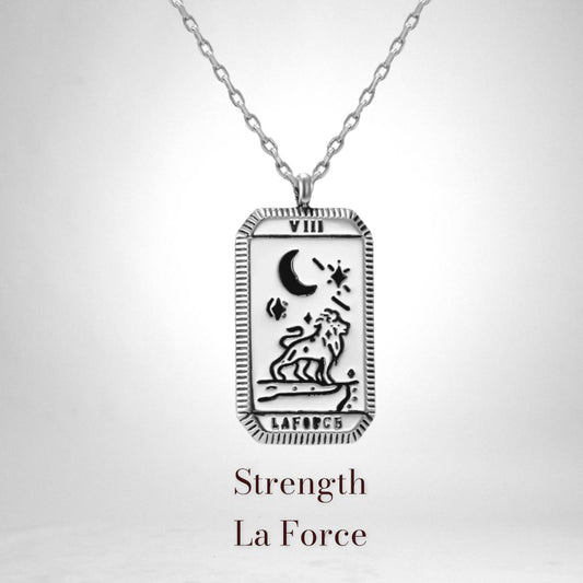 Strength Tarot Card Silver Necklace