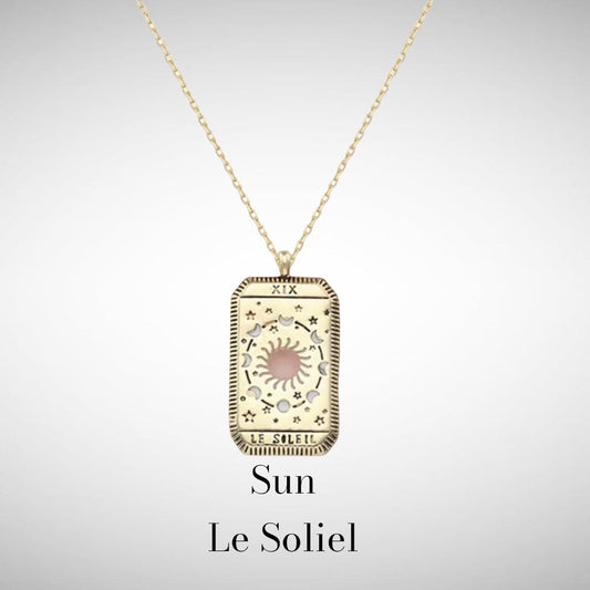 Sun Tarot Card Gold Necklace
