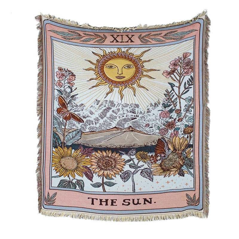 Sun Tarot Card Woven Throw Blanket