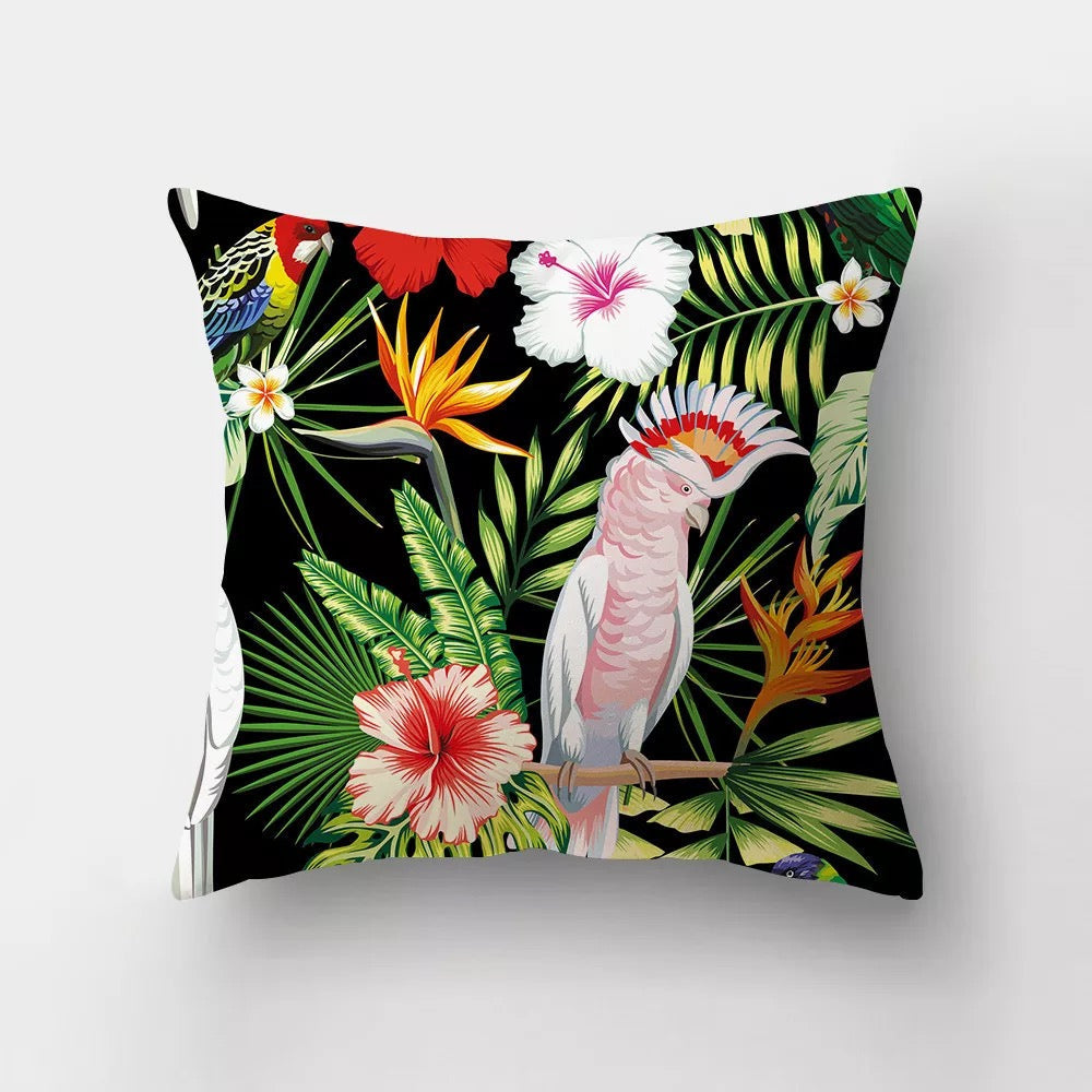 Tropical Parrot Indoor/Outdoor Throw Pillow Cover