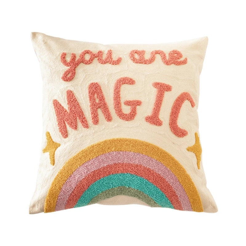 You Are Magic Rainbow Embroidered Pillow Cover