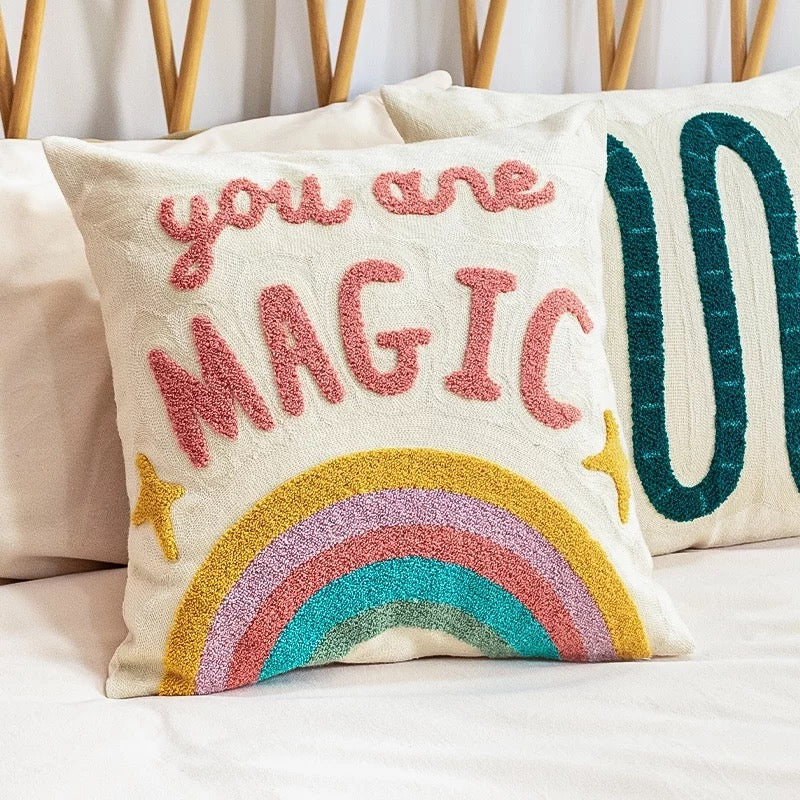 You Are Magic Rainbow Embroidered Pillow Cover